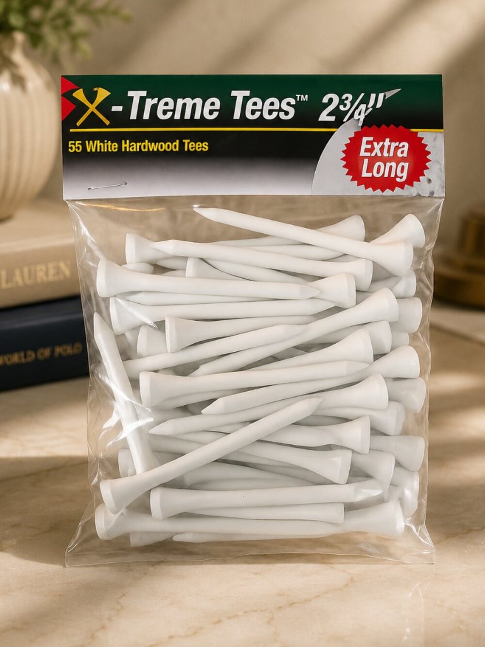 X-Treme Tees Extra Long White Hardwood Golf Tees 2 3/4” | 65 Count Golf Accessor